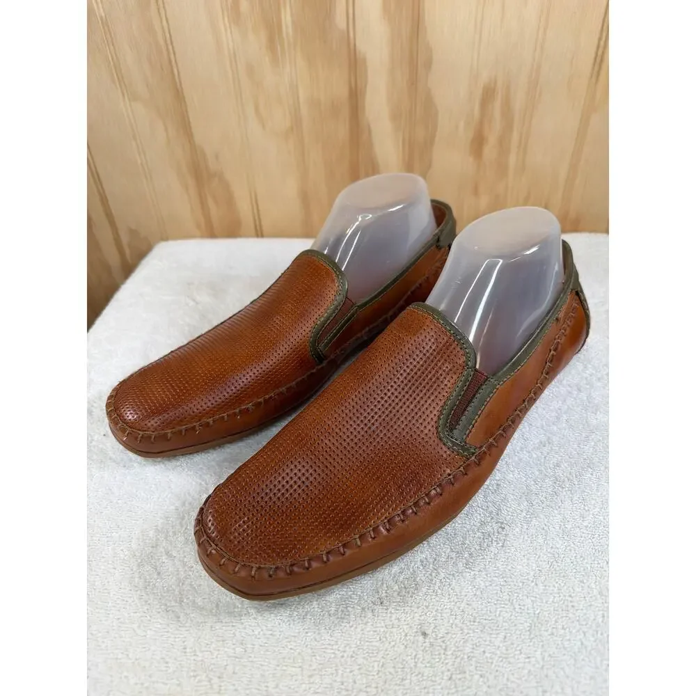 Pikolinos Conil Men's Perforated Leather Loafers Brandy Brown Green EU42/US8.5